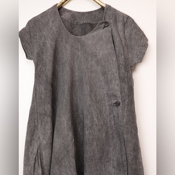 Forme D'expression Italian Made Linen Short Sleeve Tunic Top - Picture 6 of 14